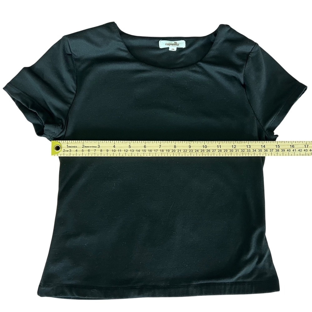 Sugarlips Womens Black Short Sleeve Crew Neck Stretch T-Shirt Size Medium M